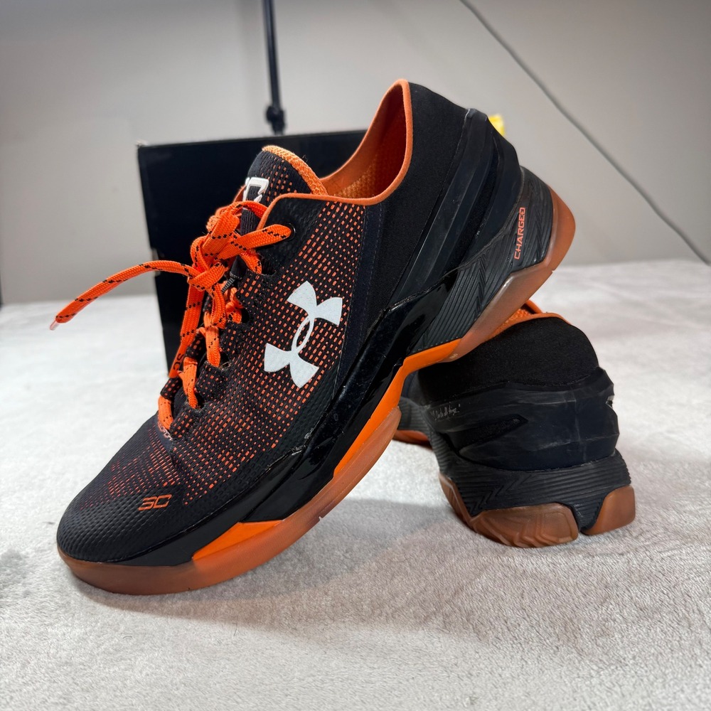Under Armour Curry 2 Low Mens 12 Black Orange Synthetic Basketball Shoes 1264001